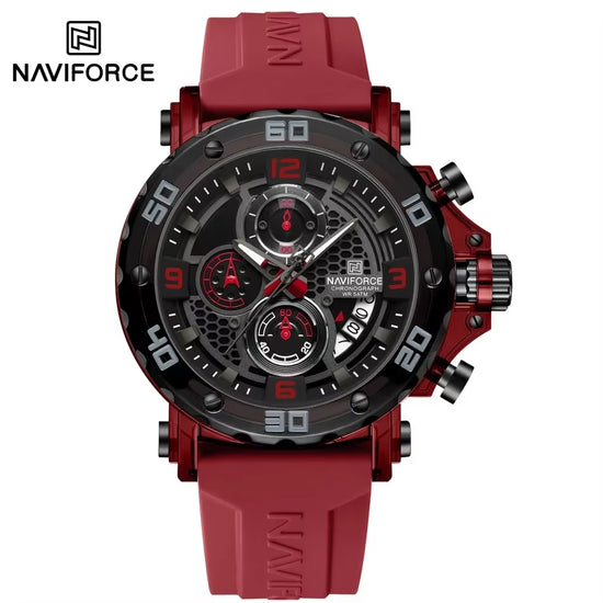 Reloj Naviforce cronógrafo de cuarzo con correa de silicona deportivo resistente al agua.