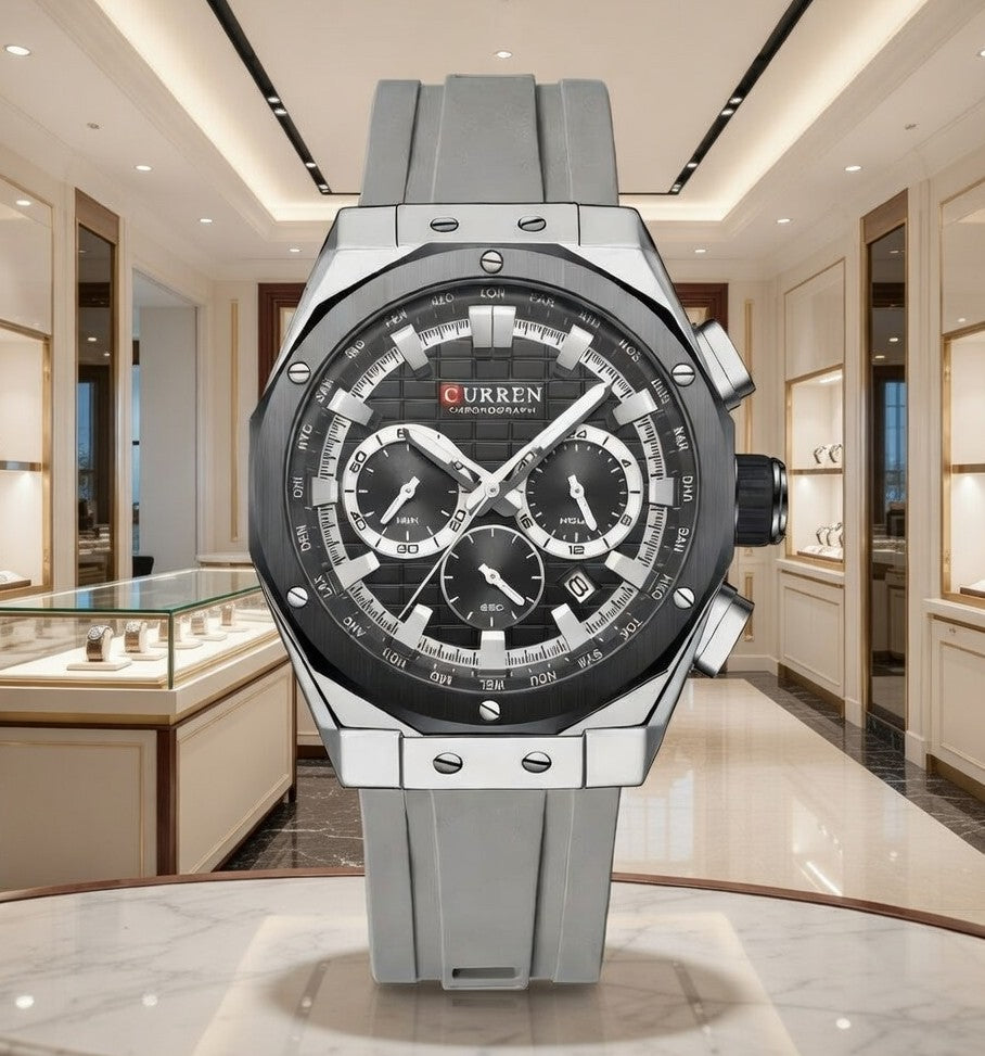Relojes Curren con correa de silicona, cronógrafo de negocios