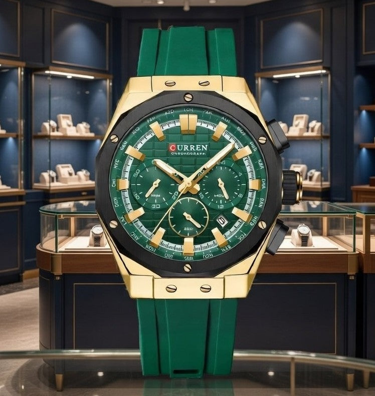 Relojes Curren con correa de silicona, cronógrafo de negocios